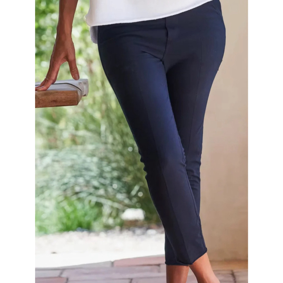 New Frank & Eileen Murphy Cropped Trouser Leggings Navy M - Picture 1 of 4